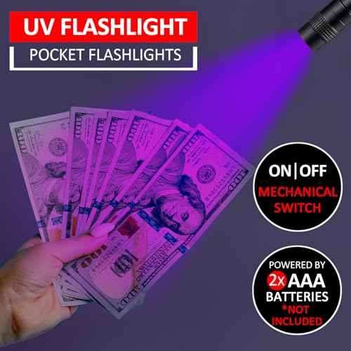 Beieverluck 10 Pack UV Black Light Flashlight Mini 395nm Pen Light with Clip LED Handheld Blacklight Detector for Leak Pet Urine Hotel Inspection Dry Stain and Bed Bug, Large