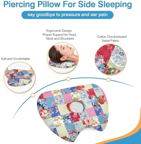 Ear Piercing Pillow for Side Sleepers with Washable Cover Pillows with Holes for Ear Pain,Donut Pillow for Adults CNH Ear Pain Relief Pressure Sores Ear Pillow with Hole in Center