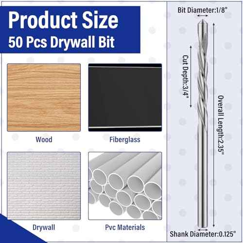 Tondiamo 100 Pcs Drywall Router Bits 1/8" Drywall Drill Bits Guide Point Cutting Diameter Router Rotary Tools