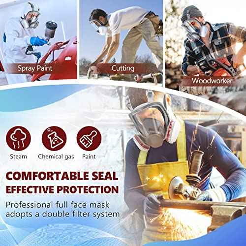 2 Set 6800 Full Face Gas Mask - Anti-fog, Dust-proof Respirator with 2097 & 6001CN Filters Protection for Painting, Chemicals, Polishing, Welding