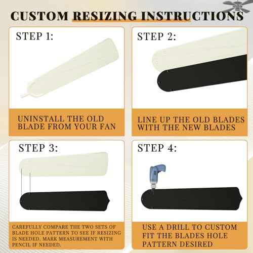 10Pcs Replacement Fan Blades for 42 52 Ceiling Fan Waterproof Weatherproof Fan Blades Replacement for Broken Substitution Replacing Indoor Outdoor Summer(Black,42 Inch)