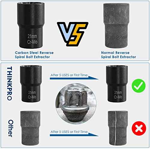 Lug Nut Removal Tool,10 Piece Lug Nut Extractor Set 1/2 Inch Drive, Easy Out Lug Nut remover for Damaged, Frozen, Studs, Rusted, Rounded-Off Bolts & Nuts Screws