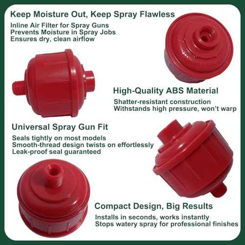 6PCS Disposable Mini Air Water Filters for Spray Guns - 1/4 Inch Threads, ABS Material, Moisture Trap for Automotive Painting & Air Tools (Red)