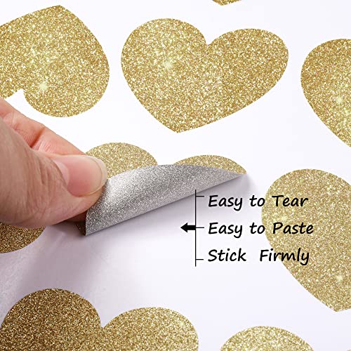 72 Pcs Love Heart Wall Decals Removable DIY Gold Glitter Love Heart Wall Decals Vinyl Sparkle Hearts Wall Stickers Peel and Stick Art Decor Murals for Girls Kids Bedroom Nursery Playroom