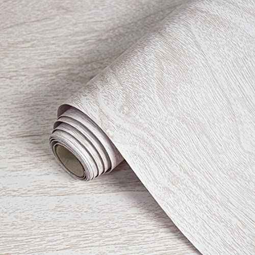 White Wood Contact Paper for Cabinets/Drawers Wood Grain Peel and Stick Wallpaper for Furniture Kitchen Shelf Liner Self-Adhesive Wallpaper Vinyl Waterproof Easy to Install/Clean17.7inW 630inL