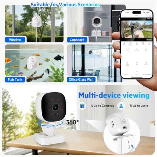 3MP 2K Window Camera, 120¡Æ View Angle Window Camera, 2.4GHZ & 5GHZ WiFi Indoor Window Security Camera with Angled Window Mount, Person & Motion Detection, 24/7 Recording, Quick Install