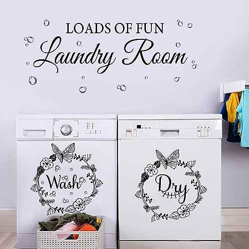 Laundry Room Wall Stickers - Today Naked Tomorrow Wash Dry Bubble Vinyl Decals Quote Art Stickers for Home