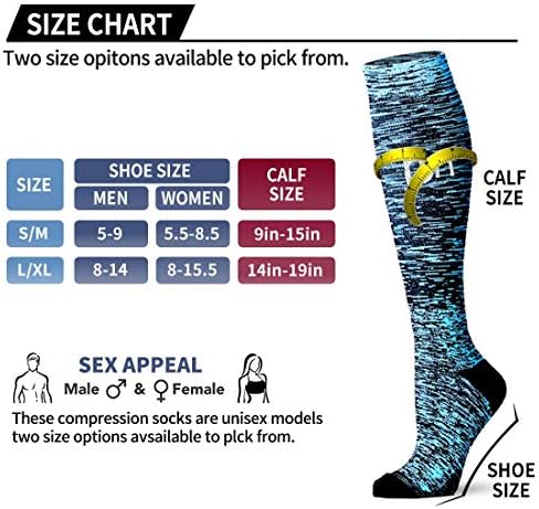 BIQU Compression Socks for Women and Men Circulation-Best Support for Running, Athletic, Nursing, Travel