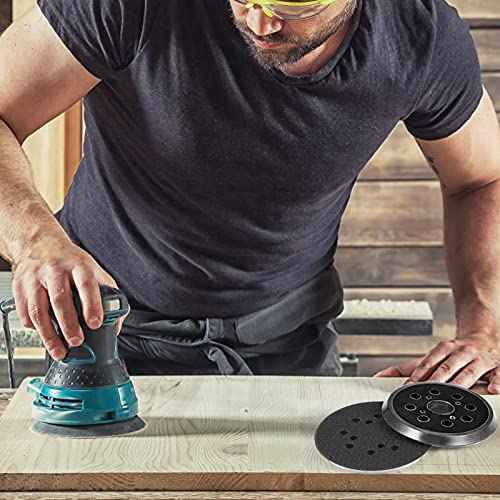 Mudder 2 Pieces 5 Inch 8 Hole Hook and Loop Orbital Sander Replacement Pad Backing Pad (Black)
