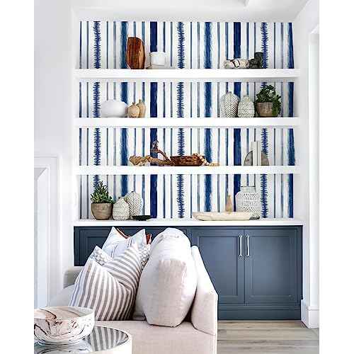 Timeet Blue and White Wallpaper Line Peel and Stick Wallpaper 17.3 "x 78.7" Geometric Stripe Contact Paper Self Adhesive Removable Wallpaper for Bedroom Living Room Decor