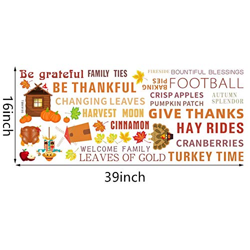 Kiddale Inspirational Quotes Wall Decal,Peel and Stick Removable Motivational Phrases Sticker Thanksgiving Decoration for Window Cling Kitchen Living Room Decor