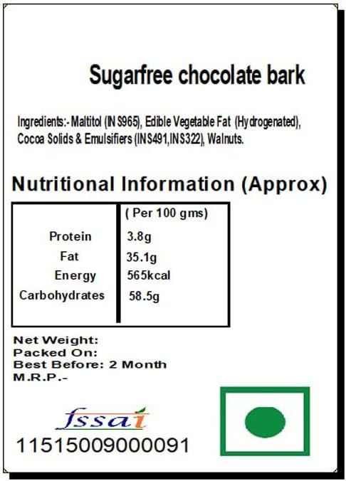 Ghasitaram Gifts Valentines Gift Valentines Day Chocolates for Girlfriend/Boyfriend/Husband and Wife Sugarfree Chocolate Dark Dryfruit Sugarfree Chocolate Bark Small with Nutties