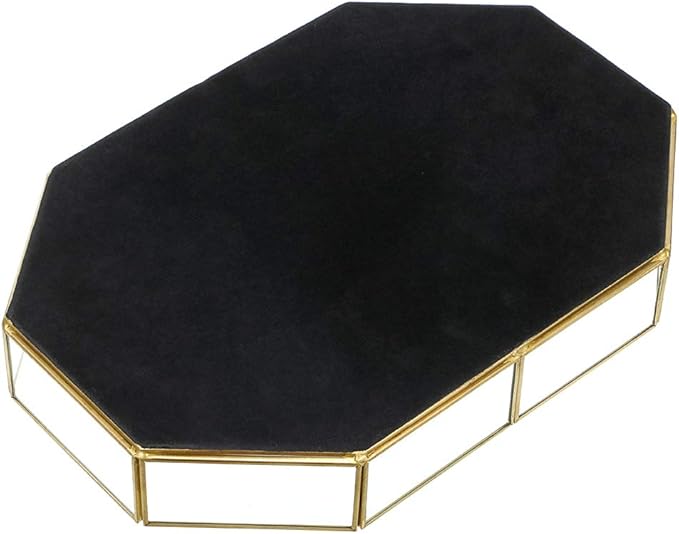Hipiwe Gold Perfume Tray - Glass Mirror Makeup Tray Ornate Vanity Tray Dresser Tray Jewelry Trinket Organizer Tray for Bathroom Storage Tray for Home Decor,12.4"x 8.5"