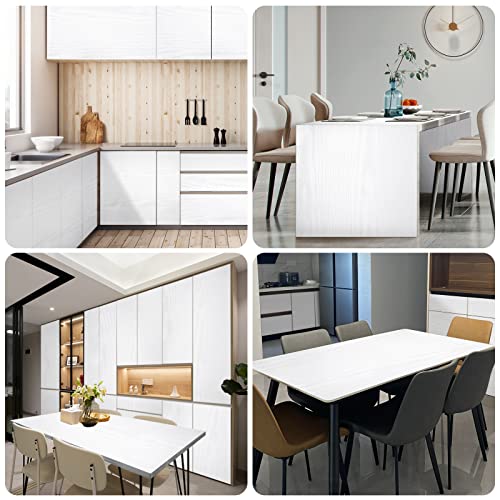 Wood Peel and Stick Wallpaper Decorative Self Adhesive Vinyl Film 16"x118" White Wood Grain Wallpaper for Furniture Cabinet Countertop Shelf Paper