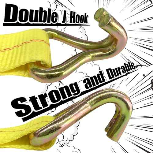 KJE Ratchet Straps Heavy Duty(4 Pack), 2" x 15' Ratchet Strap 10,000 Lbs Max Break Strength, Tie Down Ratcheting with J-Hook, Cargo Straps for Truck, Trailer, Moving Appliances