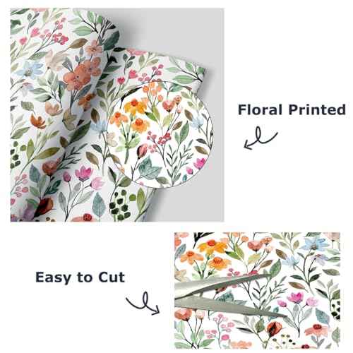 GaliGali Peel & Stick Wallpaper, Watercolor Floral Self-Adhesive, Contact Paper for Bathroom Walls & Cabinets, Vinyl Waterproof, 17.3" x 118", NO.WA05004H-3