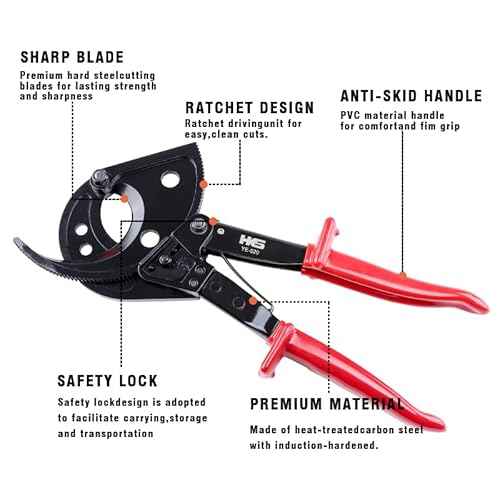 HKS Ratchet Cable Wire Cutter Heavy Duty for Cutting Electrical Aluminum Copper and Multi-core Cables up to 400mm©÷(AWG 750MCM)