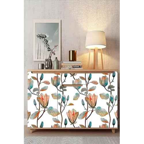Magnolia Floral Leaf Peel and Stick Wallpaper Vintage Contact Wall Paper Modern Botanical Self Adhesive Vinyl Removable Renter Friendly Leaves Wallpaper 17.7in x 6.6ft