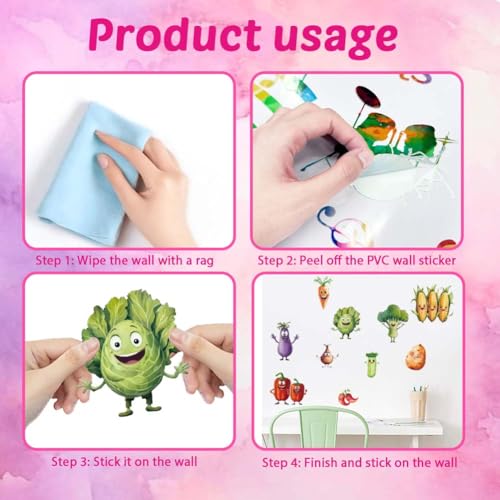 SUPERDANT Cartoon Vegetables Wall Decor Food Wall Sticker Kitchen Art Murals Stickers Restaurant Decor Peel and Stick Adhesive Sticker for Kitchen Restaurant Dining Room Nursery Decoration