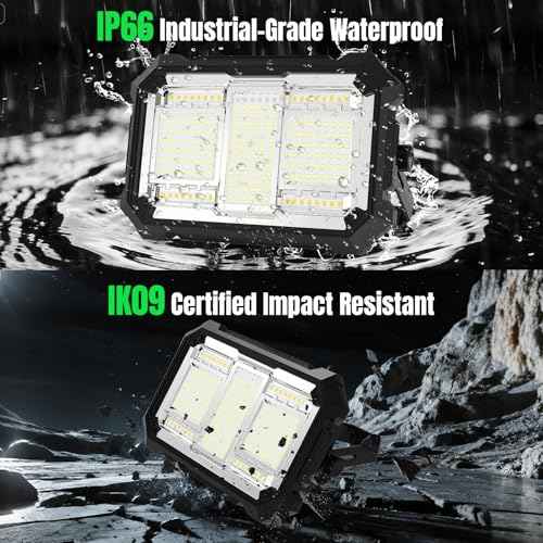 400W 32000MAh Rechargeable Work Light, 206 LED 32000LM Portable Flood Light with Stand£¦infinitely dimmable function, IP66 Waterproof 4 Modes LED Job Site Lighting Flashlights for Mechanic Car Repair