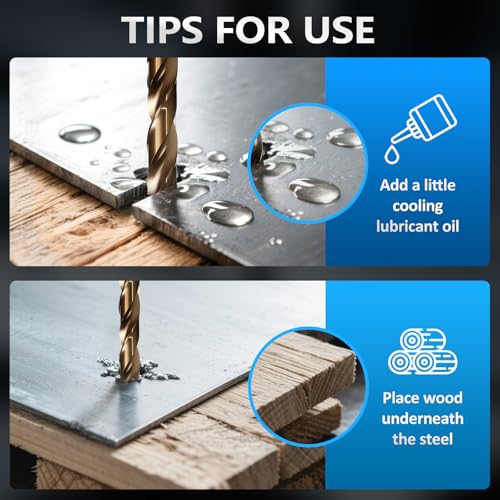 Number Size Drill Bit Set, Yougfin 60pcs M35 High Speed Steel Jobber Length Drill Bits Number Gauge 1 to 60 135¡Æ Split Point High Speed Steel with Metal Indexed Storage Case