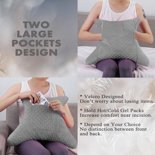 Hysterectomy Pillow with Pocket, Hysterectomy Recovery Abdominal Pillow, Post Surgery Pillow for Abdomen, C-Section Recovery Pillow, Mastectomy, Tummy Tuck, Hernia, Abdominal Surgery Must Haves