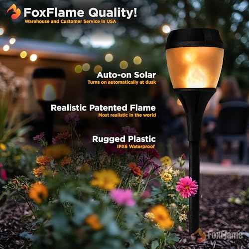 Solar Path Lights Outdoor Waterproof - Realistic Flickering LED Flame, IP65 Pathway Lights Solar Powered Warm Light for Garden and Walkways, Ground Stake Included for Easy Setup (6 Pack)