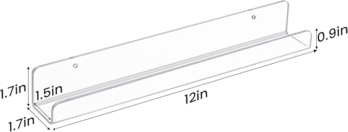 upsimples 12 Pack Vinyl Record Wall Mount Shelves, 12" Vinyl Holder for Album Record Storage & Display, Clear Acrylic Floating Shelves for Wall Decor, Kids Bookshelf, Magazine Rack, Picture Ledge