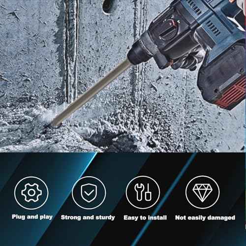 Pneumatic Cold Chisel Set, 3/4" Width 18" Long Air Pneumatic Hammer, Flat and Point Chisels with Round Collar for Concrete and Tile, Air Hammer Punch Chipping Bits Tool, Cr-Mo Alloy Steel