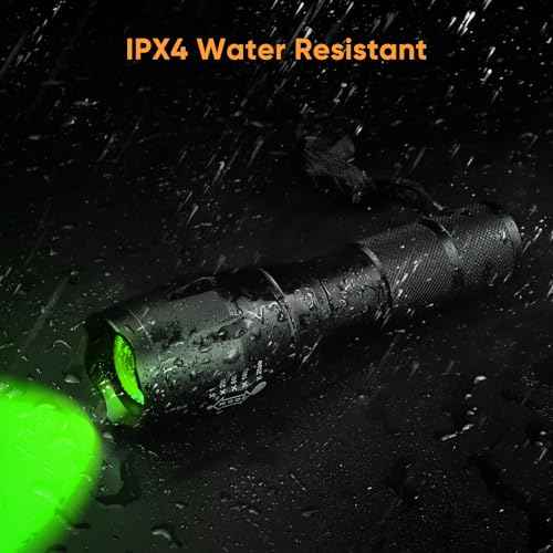 WINDFIRE Green Light LED Flashlight Super Bright Zoomable Waterproof Outdoor Tactical Hunting Flashlight Set with Pressure Switch, Picatiny Mount for Hog Coyote Varmint Hunter