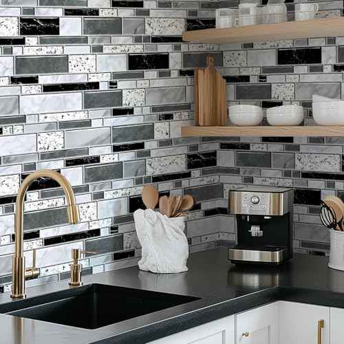 WENMER Peel and Stick Backsplash Wallpaper, Kitchen Backsplash Wallpaper, Kitchen Peel and Stick Wall Paper, Tile Contact Paper for Countertop, Bathroom 17.7"x 118"