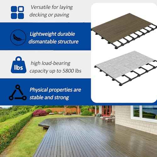 30 PCS Adjustable Plastic Pedestal Paver, Heavy Duty Deck Blocks Foundation Base Support, Decking Foundation Blocks Level up 1-3/16" to 2-3/8", Deck Pedestal Flooring Platform Joists Beams Support