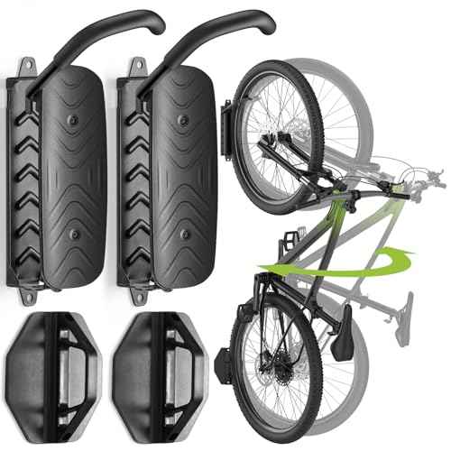 Housolution Swivel Bike Wall Mount [2 Pack], 150¡Æ Swivel Vertical Bike Rack Wall Hanger Holds up to 66lbs for Mountain/Road/Hybrid Bikes, Bike Hangers, Bicycle Storage Rack for Garage