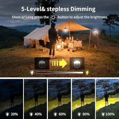 LED Camping Lantern Rechargeable 1000LM, 12 Lighting Modes Hanging Light with Magnetic Base, Portable 4000mAh RGB Tent Lights for Camping, Emergency, Hurricane, Power Outages, Home, Hiking