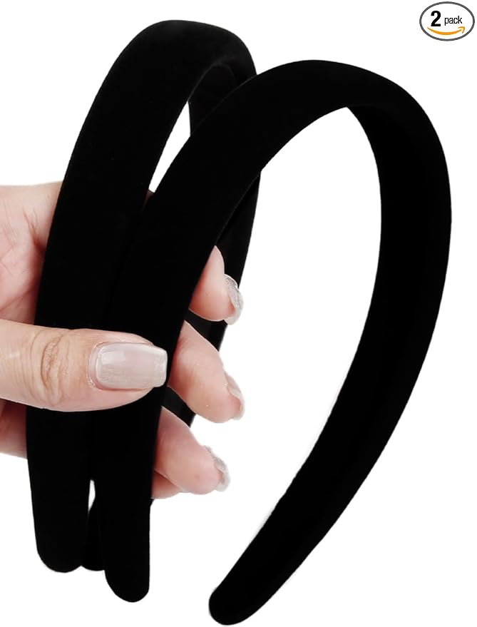 Huachi Headbands for Women Non Slip Trendy Headbands for Women’s Hair, Cute Headband for Girls, Black Velvet Head Bands Elastic Hair Bands for Womens Fashion Accessories for Women