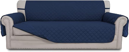 Easy-Going Reversible Couch Cover for 3 Cushion Couch Sofa Cover for Dogs Water Resistant Furniture Protector Cover with Foam Sticks Elastic Straps for Pet Cat (Sofa, Navy/Navy)