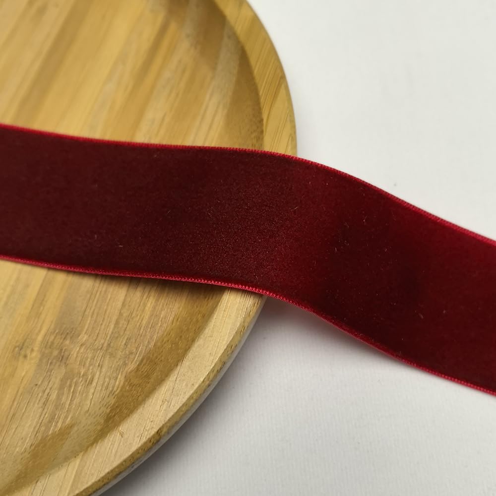 Chenkou Craft Dark Red 25 Yards/roll 1 1/2" Velvet Ribbon Lots Bulk (Dark red, 1 1/2"(40mm))