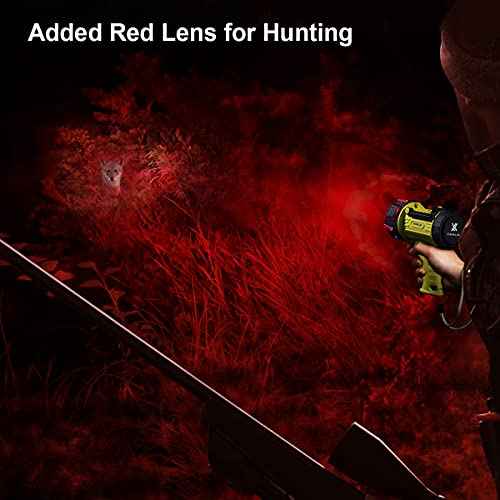 YIERBLUE Rechargeable Spotlight with 90,000 High Lumen LED, IP67 Waterproof Handheld Flashlight Searchlight with Detachable Red Light Filter