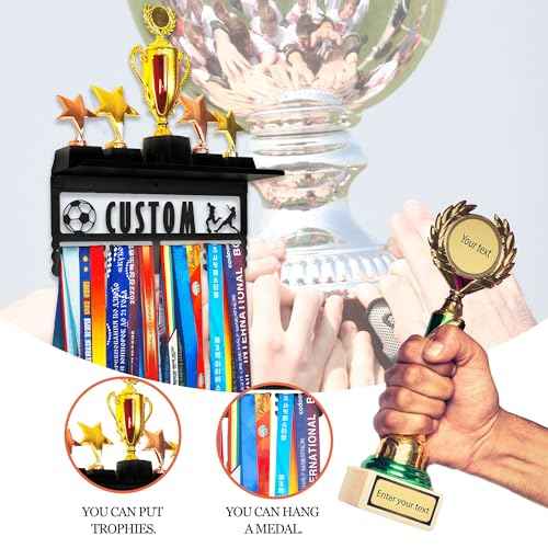Personalized Medal Holder with Name Display Rack for Awards Ribbons - Metal Custom Sports Race Plaques Hanger for Wall Mount Hold Up 60 Medal Hanger Display for Athlete Boy Girl Kid