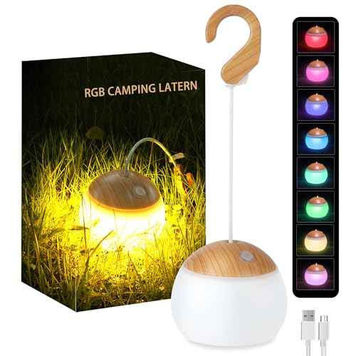 Camping Lantern, 4 Light Modes LED Camping Lantern with Hanging Hook Silicone Rechargeable Camping Light Battery Operated Waterproof Tent Light for Patio Garden Party Hiking Hurricane Emergency
