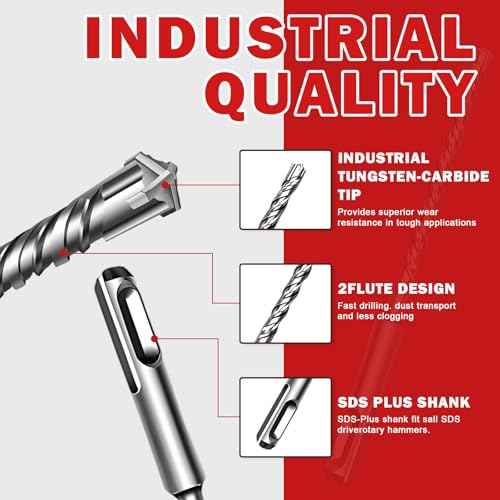 10 Pack 1/2" x 6" SDS Plus Rotary Hammer Drill Bits Set, Cross Carbide Tip, Heavy Duty Masonry Drill Bits for Concrete, Brick Hammer Drill Bits - Concrete Drill Bit Set