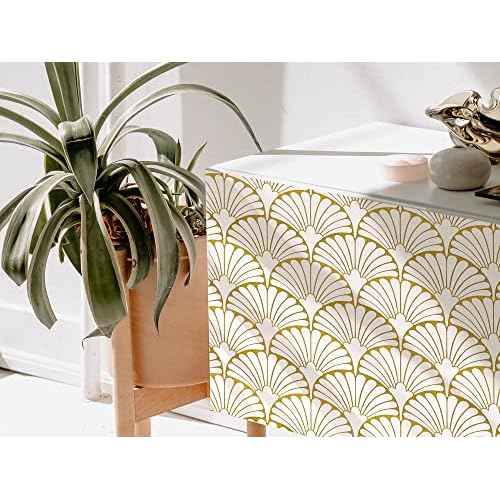 MelunMer Gold Peel and Stick Wallpaper Boho Gold Contact Paper for Cabinets Self Adhesive Removable Wallpaper for Bedroom/Bathroom Modern Contact Paper Leaf Ginkgo Biloba 78.8 in L 17.3In W