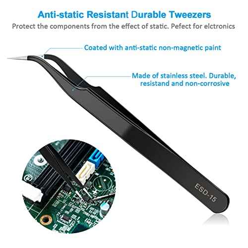 YHYZ 7pcs Precision Tweezers Set, Premium Anti-Static Stainless Steel ESD Tweezers Set Kit for Electronics, Sodlering£¬Jewelry, Craft, Laboratory Work, DIY(7PCS, Version)