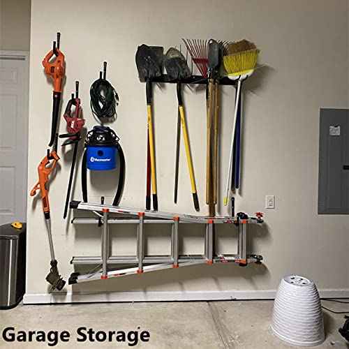 8 Pack Garage Storage Hooks,10 Inch Heavy Duty Ladder Storage Hanger, Wall Mounted Utility Rack