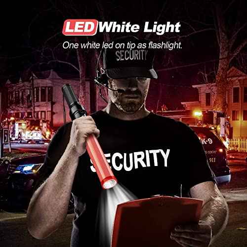 RoadHero 4 Pack Traffic Batons, 16 Inch LED Traffic Control Batons, Night Safety Light Wands with 3 Flashing Modes, Air Marshaling Signal Wand Plus White LED on Tip for Airport, Parking, Car Directing