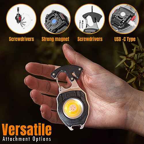 GUARDMAN Stocking Stuffers ? Multitool Survival Keychain Tool, LED Flashlight, Carabiner, Fire Starter, Screwdriver, Whistle, Bottle Opener ? Camping & Outdoor Multi Tool Gear - 1 Pack