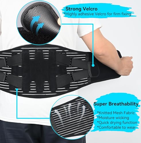 Back Brace for Lower Back Pain Women Men, Adjustable Lumbar Support Brace with Bionic Support System, Breathable Lower Back Brace for Work, Herniated Disc, Sciatica, Scoliosis (Large)