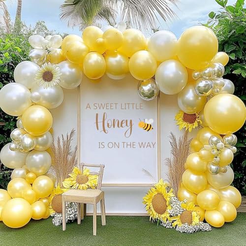 A Little Honey is on The Way Sign Decal for Balloon Arch Backdrop, Large Adhesive Letters Wall Sticker for Honey Bee Themed Party Photo Props Background