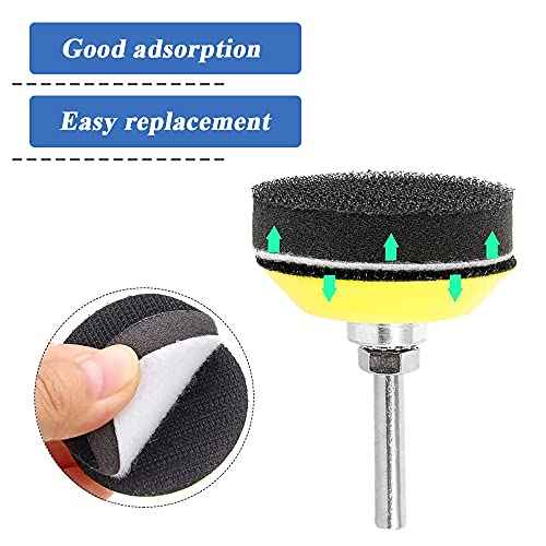 Mesee 2 Packs 2 Inch Hook & Loop Sanding Backing Pads with Soft Foam Layer Buffering Pad, 1/4 inch Shank Sanding Discs Pad Adapter Replacement Kit for Air Die Grinder Sander Rotary Tool
