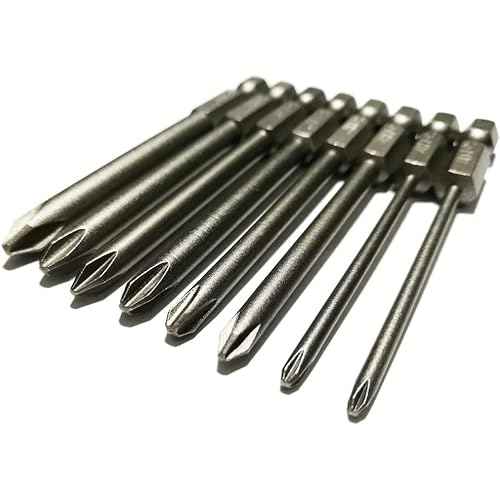 Phillips Screwdriver Bits Set 8pcs includ PH0 PH1 PH2 Screw Head 3Inch Length Cross Bit 1/4 Inch Shank Hex(8pcs Phillips Head 75mm)